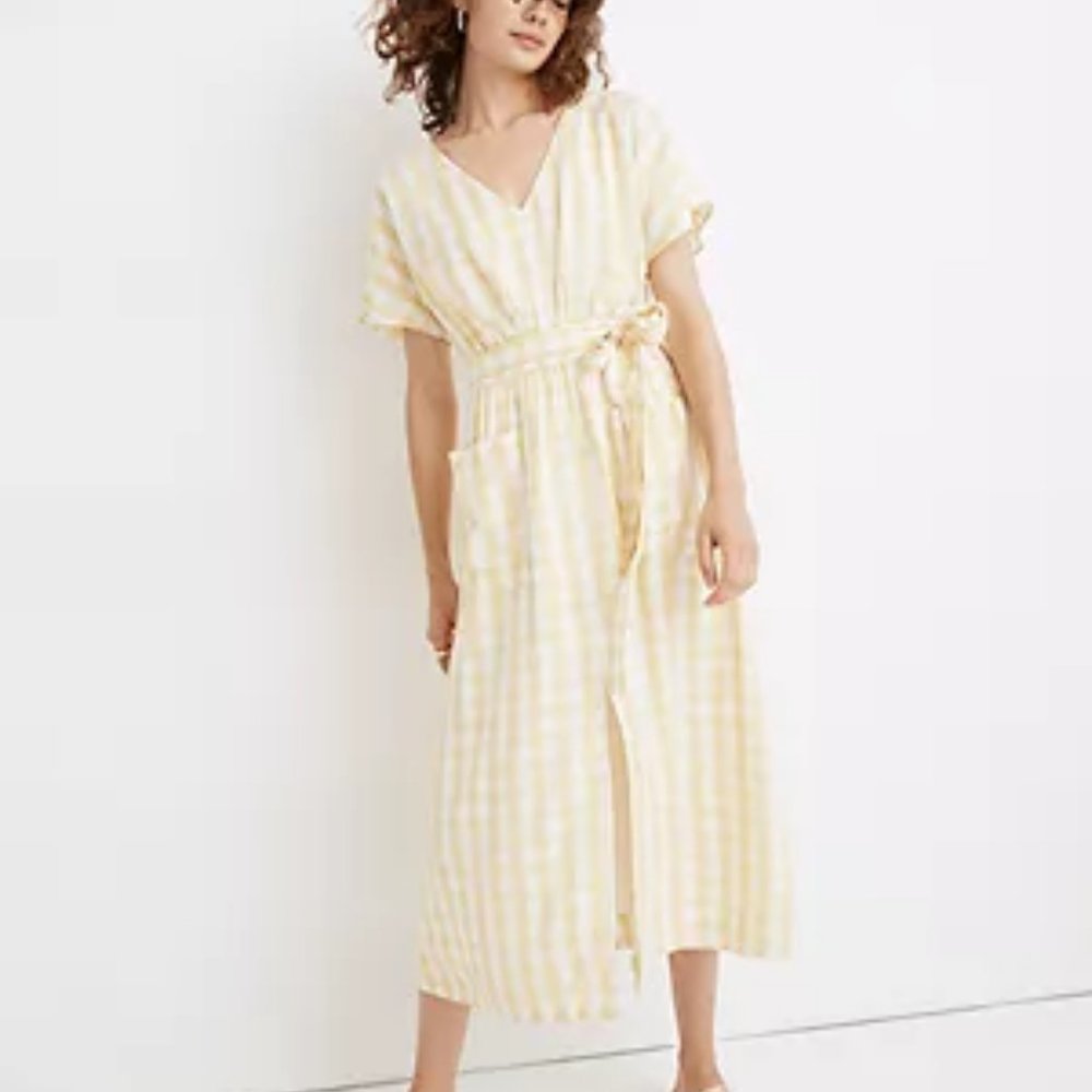 Dolman Sleeve Tie Waist in Gingham Check